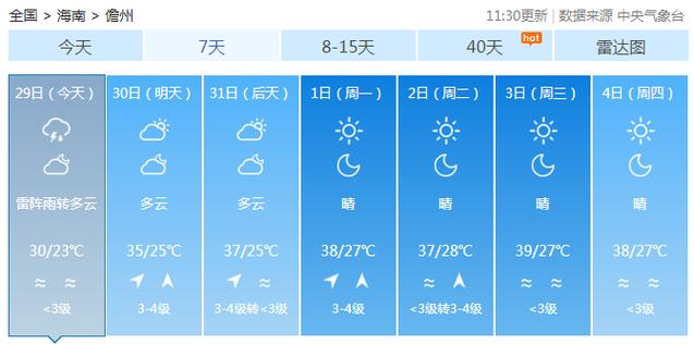 儋州市天气预报七天(儋州天气预报15天查询准确)-第1张图片-文史 儋州市天气预报七天(儋州天气预报15天查询准确)-第1张图片-文史